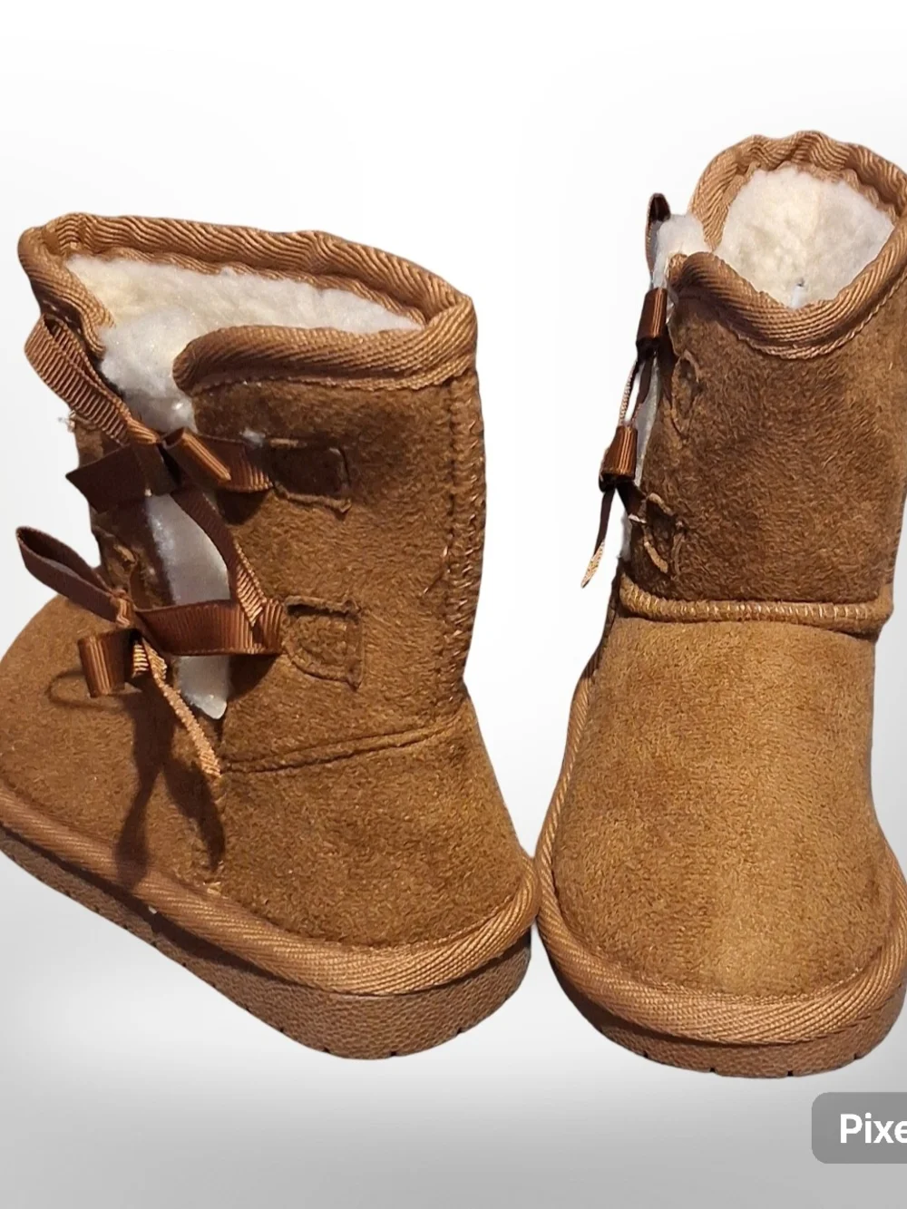 Kids Cozy Bow-Back Winter Boots - Tan